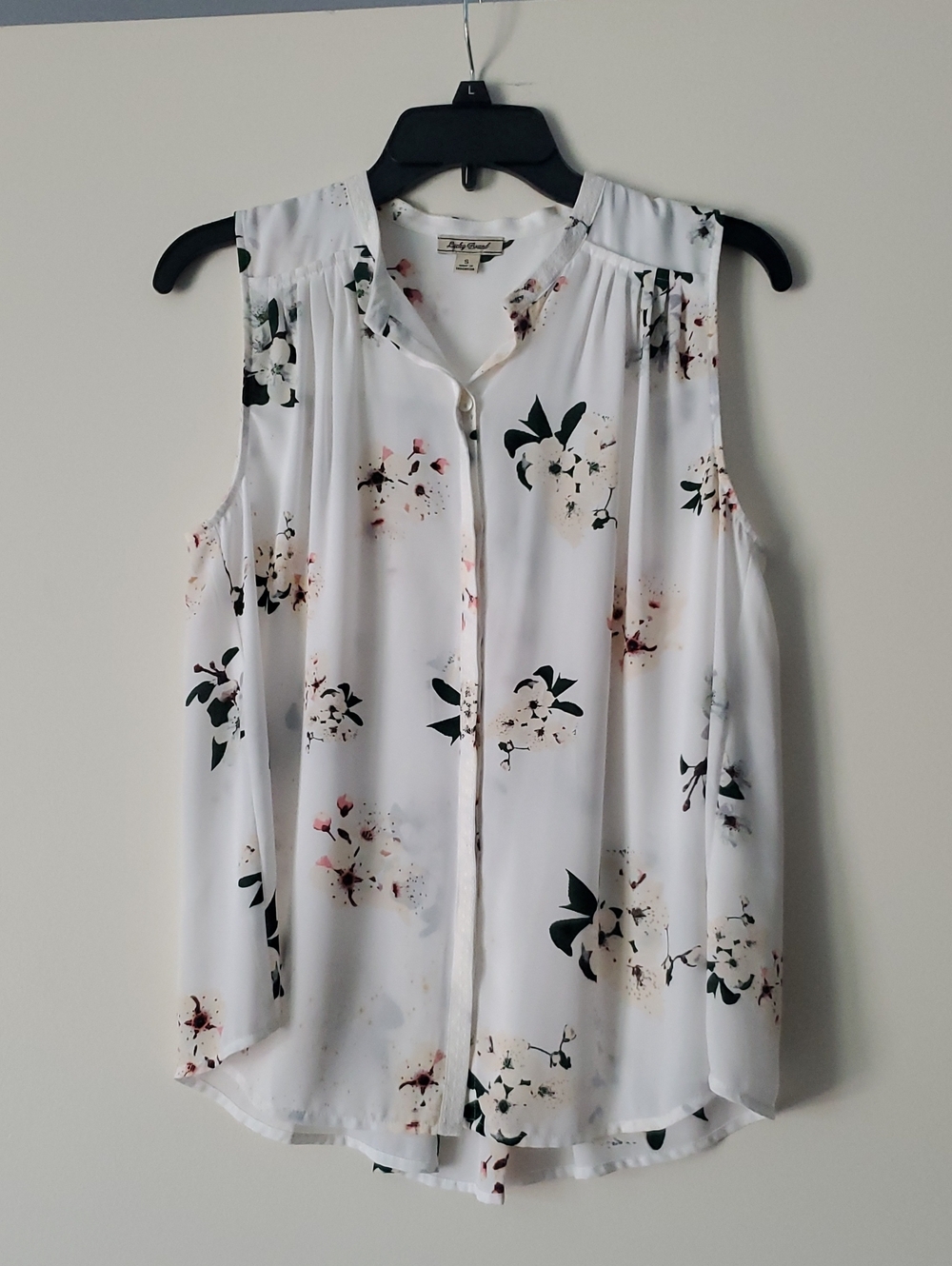 Lucky Brand White Sleeveless Floral Button-Front Camisole